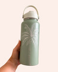 Hand Engraved 32oz Drink Bottle | Sage Palm Tree