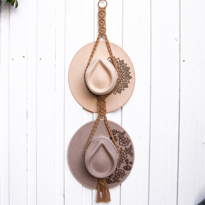 Tan Macrame Hat Hanger