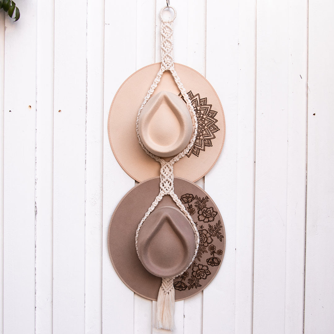 Cream Macrame Hat Hanger