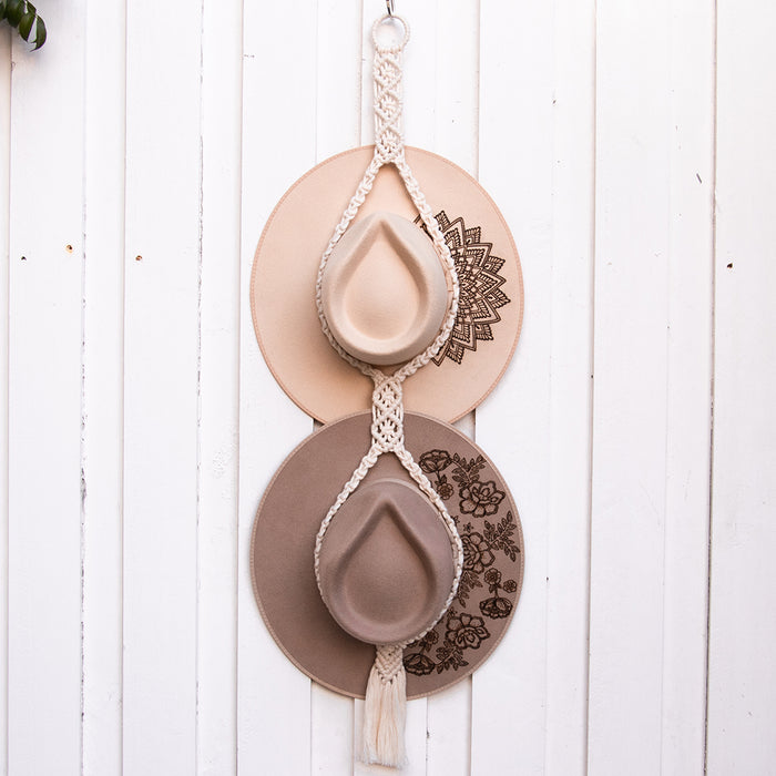 Cream Macrame Hat Hanger