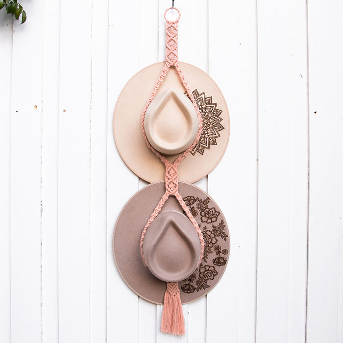 Peach Macrame Hat Hanger
